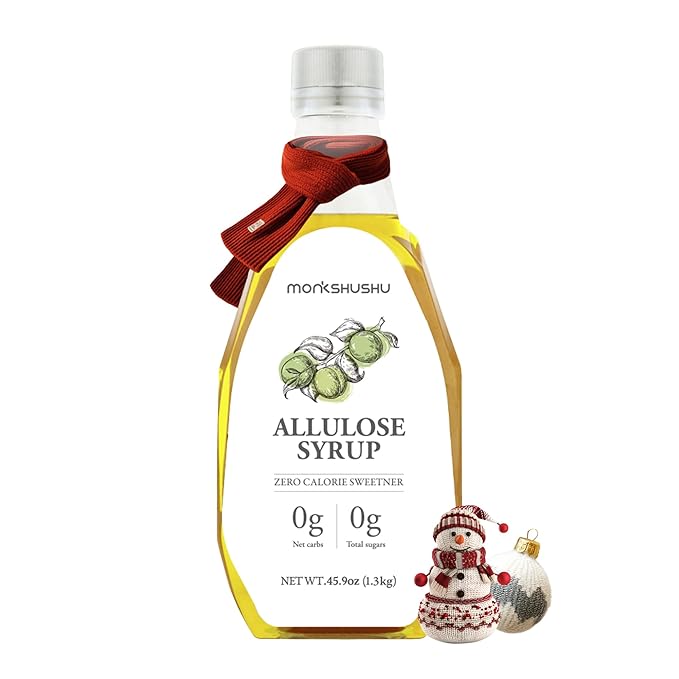 MONKSHUSHU Allulose Syrup 45.9 Fl Oz - Liquid Sweetener for Cooking, Baking, and Drinks - Keto Diet, Vegan friendly, Diabetes-Safe - Zero Calorie Sugar Substitute - Monk Fruit - Gluten Free, 0g Net Carbs, Non-GMO