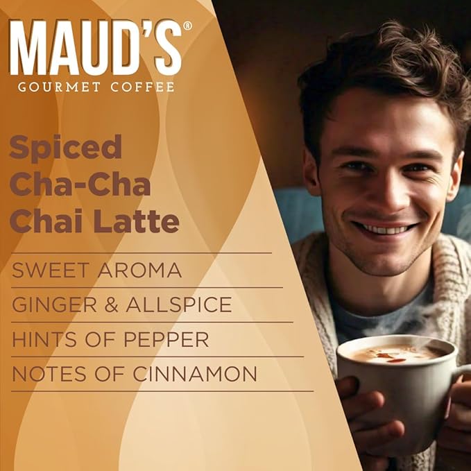 Maud's Spiced Chai Tea Latte Instant Packets, 16 ct, 100% Gourmet Blended Tea Leaves, Instant Hot or Iced Chai Tea Latte - Just add water
