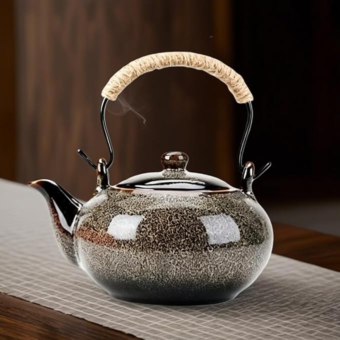 Toptier Leaf Teapot, Porcelain Tea Pot with Stainless Steel Infuser, Blooming & Loose Leaf Ceramic Teapot, 37 Ounce,white