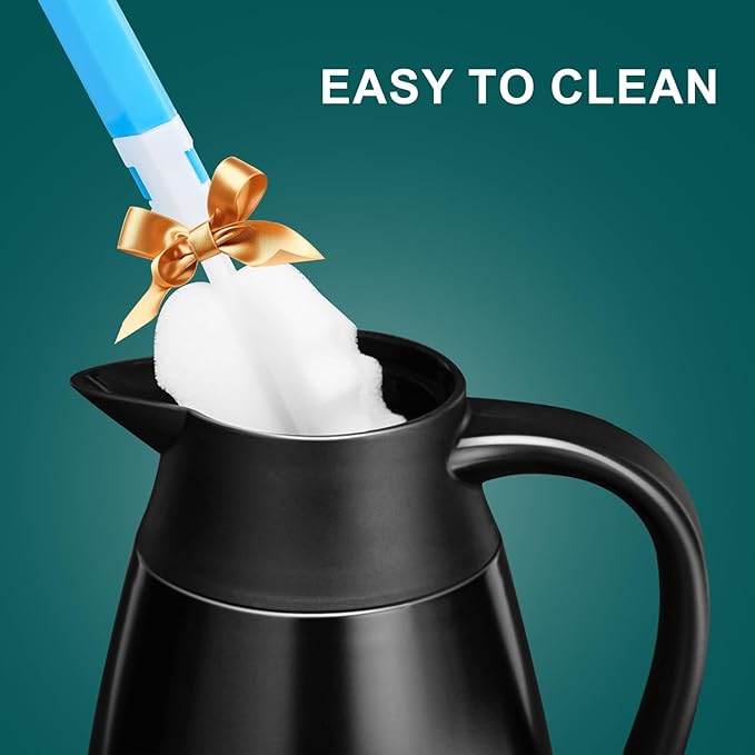 PARACITY Coffee Carafes for Keeping Hot, 18/8 Carafe for Hot Liquids, Double Wall Vacuum Insulated Thermal Coffee Carafe, 51 OZ Coffee Carafes for Keeping Hot Coffee& Tea with Cleaner Brush (Black)