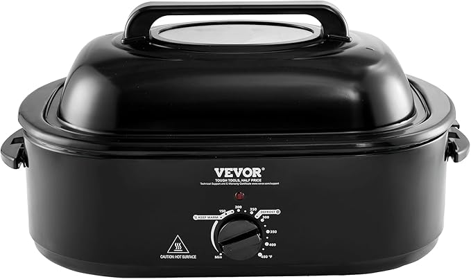 VEVOR Electric Roaster Oven, 20 QT Turkey Roaster with Self-Basting Lid, 1450W Roaster with Defrost & Warm Function, Adjustable Temperature, Removable Pan & Rack, Fits Turkeys Up to 24LBS