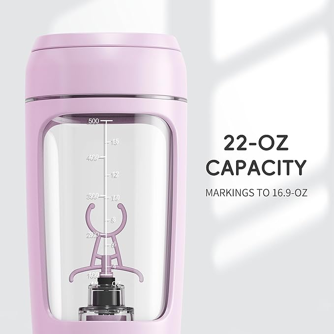 PROCHAIN Electric Protein Shaker Bottle, USB Rechargeable Protein Shakes Mixer, with Powder Storge Cup, Portable Water Drink Bottles for Gym Sport Workout, BPA-Free Tritan, 22oz