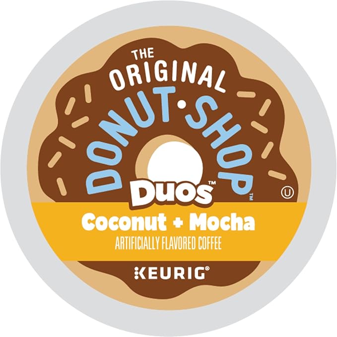 The Original Donut Shop Duos Coconut + Mocha Coffee, Keurig Single Serve K-Cup Pods, Medium Roast Coffee, 60 Count, (6 Packs of 10)
