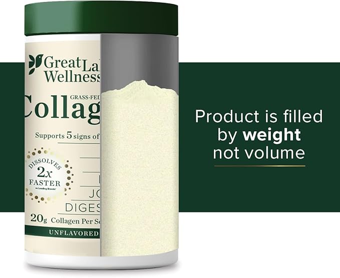 Great Lakes Wellness Collagen Peptides Powder for Skin, Hair, Nails, Joints & Digestion - Unflavored - Quick Dissolve Hydrolyzed, Non-GMO, Keto, Kosher - 20 oz