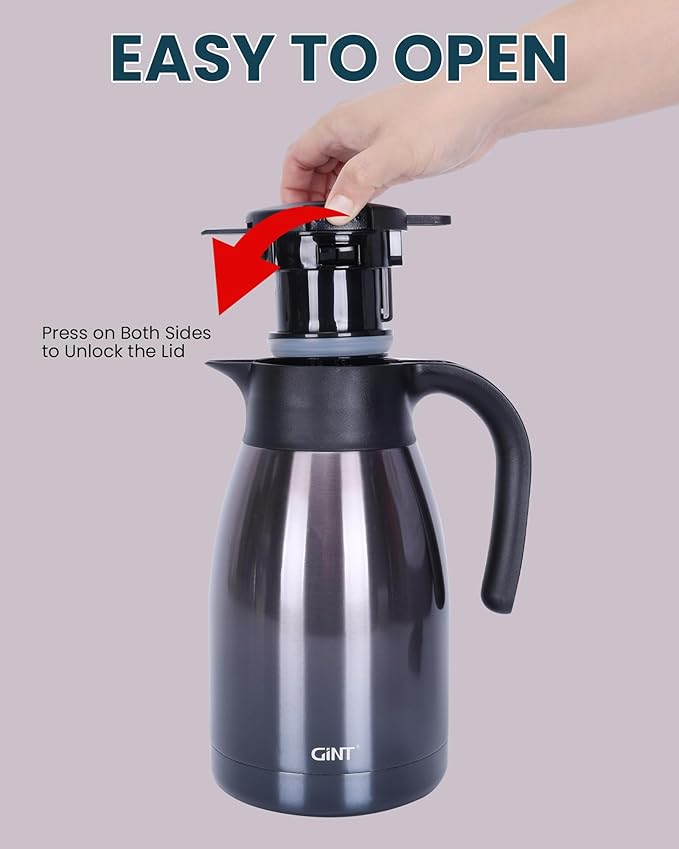 GiNT 51Oz Stainless Steel Thermal Coffee Carafe with Lid/Double Walled Vacuum Thermal Carafe / 12 Hour Heat Retention (Purple, 1.5L)