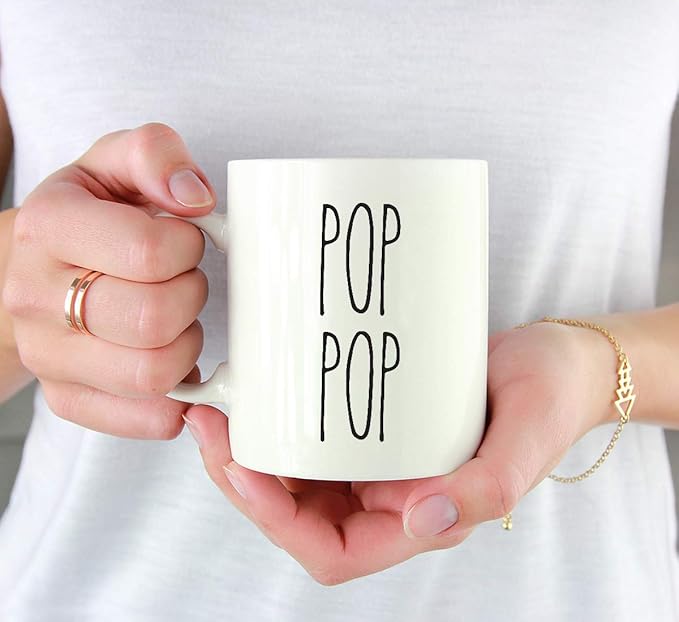 Andaz Press Simple Rustic Farmhouse Kitchen Decor 11oz. Ceramic Coffee Tea Mug Gift, Pop Pop, 1-Pack, Birthday Christmas Gift Ideas for Family, Friends