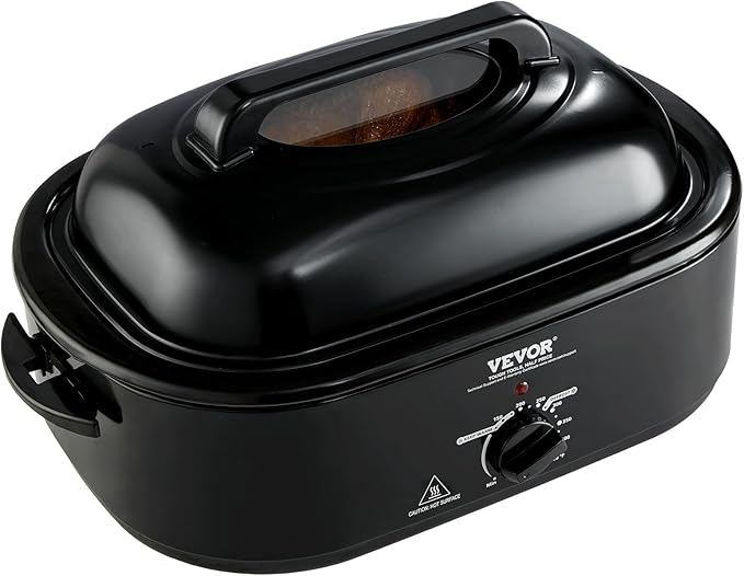 VEVOR Electric Roaster Oven, 20 QT Turkey Roaster with Self-Basting Lid, 1450W Roaster with Defrost & Warm Function, Adjustable Temperature, Removable Pan & Rack, Fits Turkeys Up to 24LBS