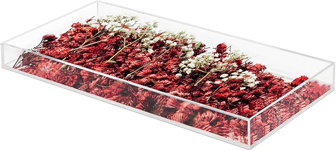 SetGame Acrylic Serving Tray with Handles, Bathroom Desktop Decorative Storage Arylic Trays, Simple Vanity Tray Food Tea Fruit Dinner Snack Tray for Bar Kitchen Party