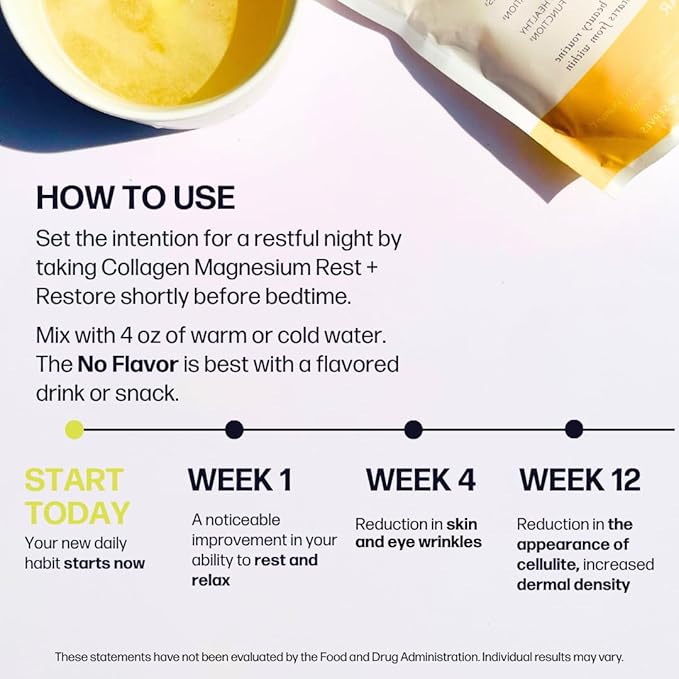 Collagen Magnesium Rest + Restore (Yuzu Pear) [30 Serves] | VERISOL Bioactive Collagen Peptides, Magnesium Glycinate & Taurate Salts | Lauren Roxburgh Rest + Restore | Calming Nightly Beauty Routine