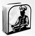 Chef Decorative Black Metal Napkin Holder for Table, 4.9" x 5.1" x 2" Cooking Standing Napkin Holder for Home Kitchen Restaurant Picnic Party Coffee Bar Dining Room