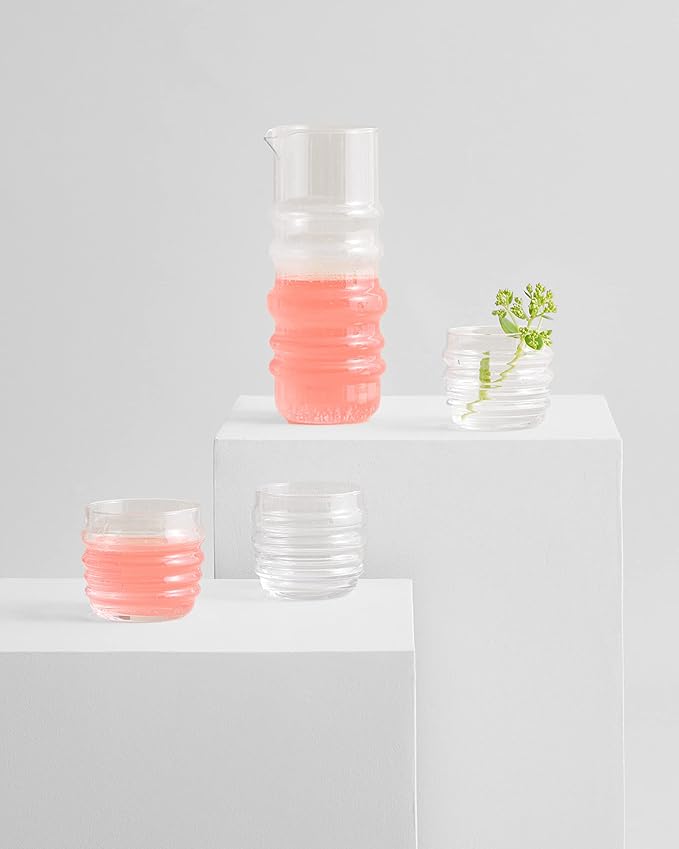 MARIMEKKO Sukat Makkaralla Glass Pitcher — Refine Your Kitchen Décor with Our Iconic Clear Glassware — Stylish & Mouth-Blown Pitcher with Spout (1 Liter)