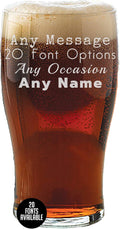 Personalized Fathers Day Etched 20oz Pub Pint Glass – Beer Gifts for men, Custom Dad Engraved Drinking Glasses, Customized Father Retirement, Birthday for Him, Groomsmen, Wedding, Your Text Here