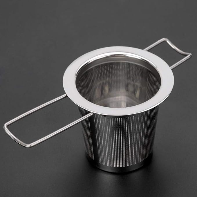 Fdit Stainless Steel Mesh Tea Infuser Metal Cup Strainer Foldable Filter With-Lid