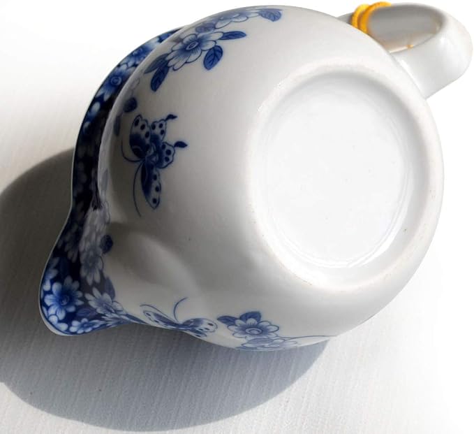 Small Teapot 12oz Blue White Porcelain Tea Pot with Stainless Filter Infuser for Loose Tea (pot flowers Beautify)