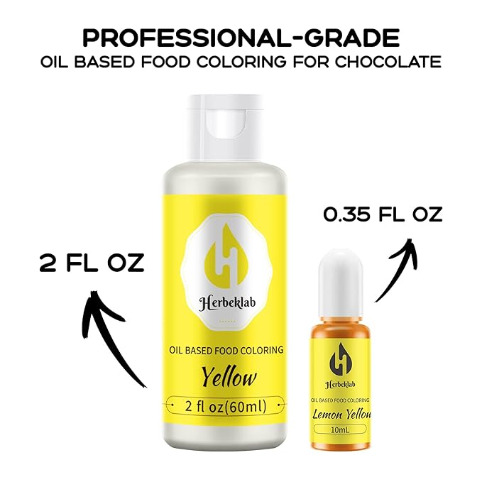 Yellow Oil Based Food Coloring – 2 fl oz Professional Grade Concentrated Oil Food Dye for Melting Chocolate, Candy Melts, Cake Pops, Strawberries & Baking
