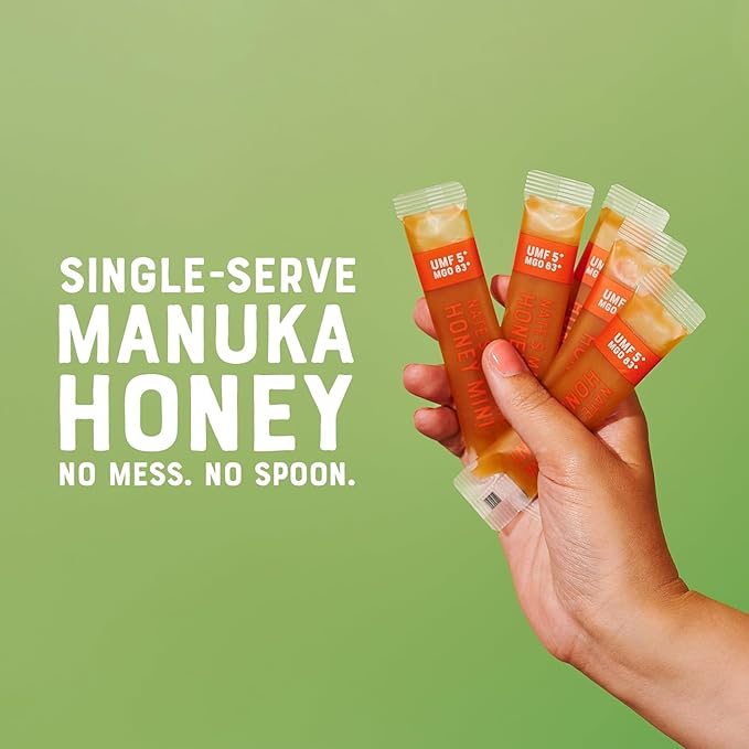 Nate's Manuka Honey Minis - 30 count Single-serve, Pure Manuka Honey - MGO 83+ | UMF 5+ Certified - 30 Single-Serve Packets for On-the-Go Daily Wellness