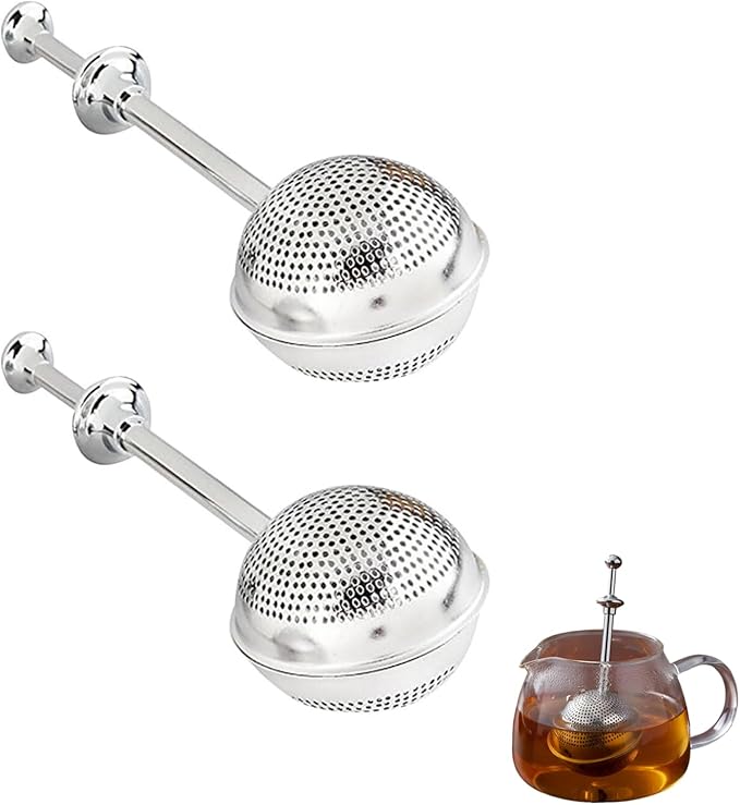Veemoon Stainless Steel Ball Tea Infuser Set of 2 Long Handle Tea Strainer for Loose Leaf Dishwasher Safe Perfect for Medium to Large Leaves