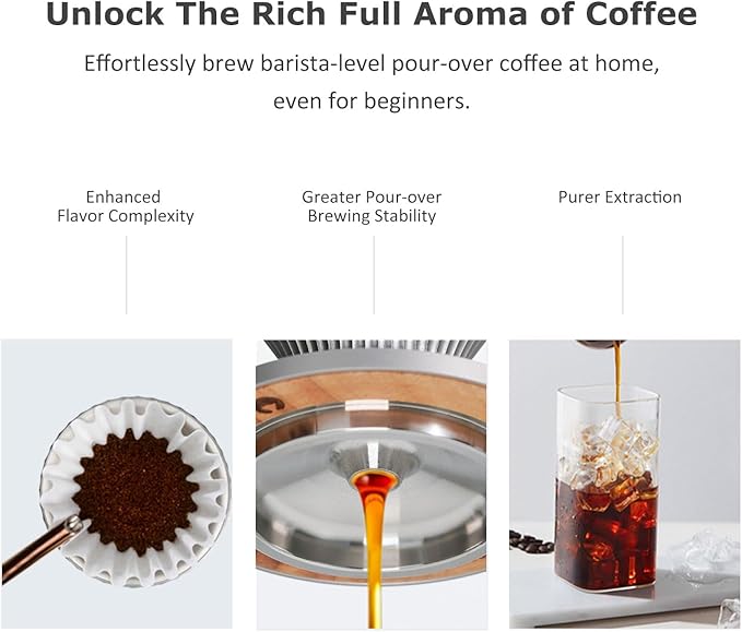 Pour Over Coffee Dripper Drip Coffee Pour Over Maker Resuable Blossom Cone Funnel Stainless Steel Metal Coffee Filter for Travel, Camping, Office, Home, Coffee Maker Brew (Midnight Black)