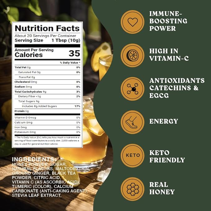 The Harmony Honey Yuzu (20 Sticks) Premium Black Tea, with Ground Ginger, Rich in Antioxidants, Vitamin C & L-Theanine, Sweetened with Real Honey, Enjoy Hot or Cold