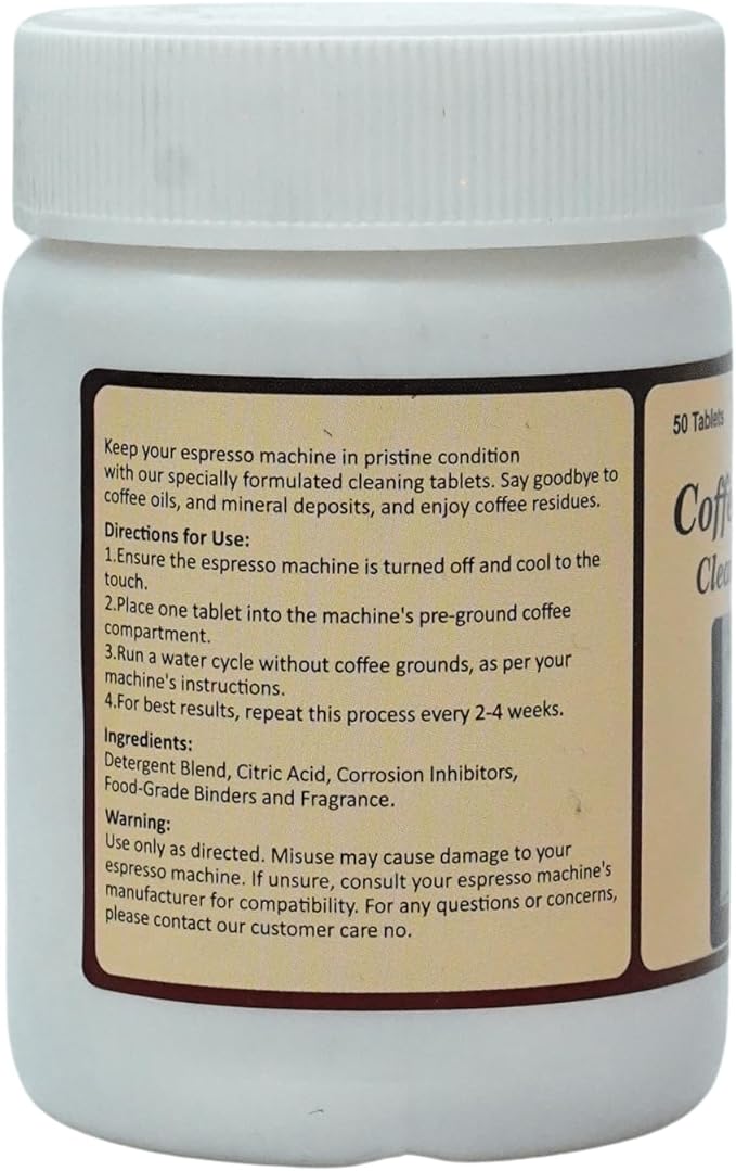Coffee Machine Cleaner & Descaler Tablets - 50 Count, Compatible with All Brands including Miele, Cusinart, Nespresso, Keurig, Ninja, Delonghi; descale drip Coffee And Espresso Machines