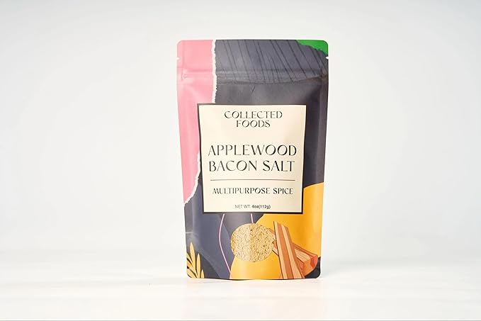 Collected Foods Premium Applewood Smoked Bacon Salt Seasoning – All-Natural, Gluten-Free, Vegan, Non-GMO | Flavored Salt for Chicken, Steak, Eggs, Vegetables, Soups & More – 4oz