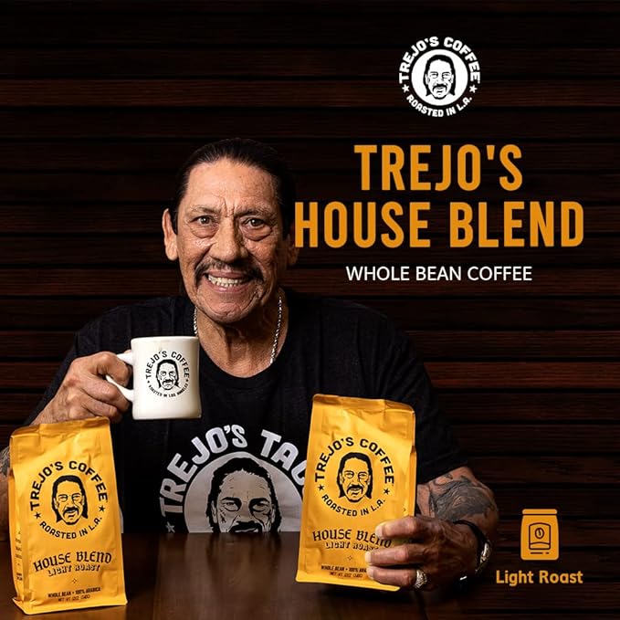 Trejo's Coffee House Blend Light Roast Whole Bean Coffee, 12 Ounce Bag, 100% Arabica
