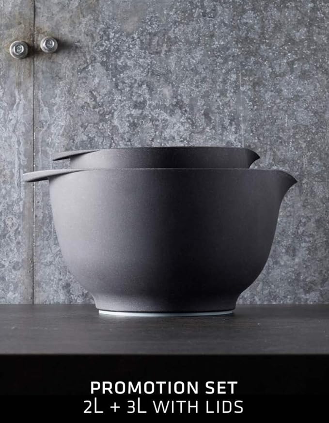 Rosti Precision Craft Mixing Bowl Set 2 Pcs Elevate Your Culinary Experience Stylish Nesting Bowls for Effortless Cooking and Baking- (Pebble Black)