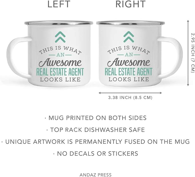 Andaz Press 11oz. Stainless Steel Campfire Coffee Mug Gift, This is What an Awesome Real Estate Agent Looks Like, 1-Pack, Birthday Gift Ideas Coworker Him Her, Includes Gift Box