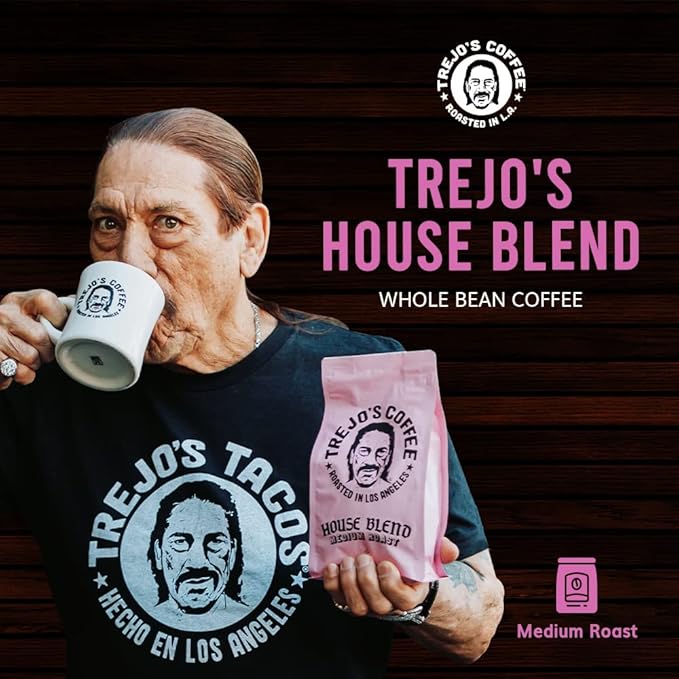 Trejo's Coffee House Blend Medium Roast Whole Bean Coffee, 12 Ounce Bag, 100% Arabica