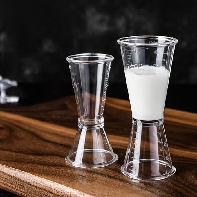 6Pcs Plastic Jigger for Bartending, Double-ended Measuring Cocktail Jigger with Measurements for Bar Use Accurate Liquid and Solid Ingredient Measurement with Easy Pour Spout