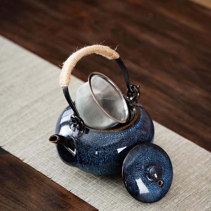 Toptier Leaf Teapot, Porcelain Tea Pot with Stainless Steel Infuser, Blooming & Loose Leaf Ceramic Teapot, 37 Ounce,white