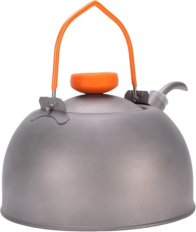 0.8L Camping with Thermometer, Lightweight Teapot Outdoor Camping Coffee Pot Tea Kettle for Boiling Water, Portable Camp Tea Pot Cookware for Hiking Backpacking Kitchen (Ti)