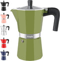 Mongdio Stovetop Espresso Maker Moka Pot, Stove Top Cuban Coffee Maker, Italian Greca Mocha Pot, 12 Espresso Cups, 20 oz - Green