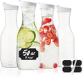 Water Carafe with Lid, 50 Oz Round Plastic Pitcher for Drinks, Milk, Mimosa Bar Supplies, Iced Tea, Juice Containers with Lids for Fridge, BPA-Free, NOT DISHWASHER SAFE, 4 Pack