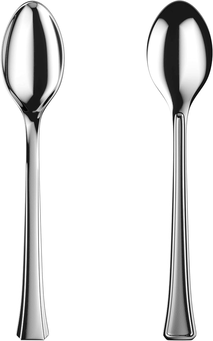 Mini Dessert Spoons - Bulk Pack of 200 Mini Silver Disposable Spoons - 4 Inch Plastic - Bpa Free - Food Safe