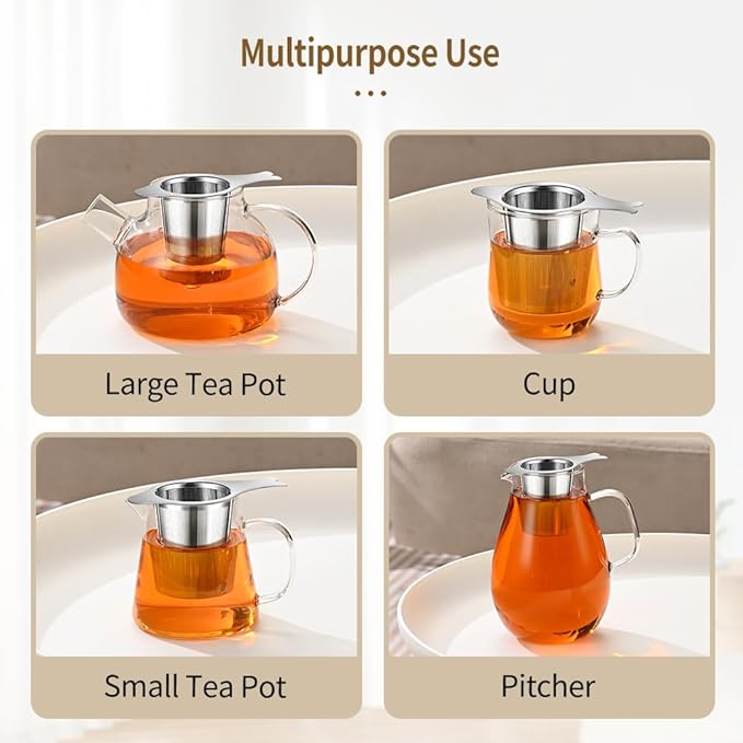 2PCS Tea Infuser for Loose Leaf Tea, BOMANSIN BOMS Loose Leaf Tea Steeper Strainer with Double Handles, Extra Fine Mesh Ball Infusers, Diffuser Holder Filter for Mugs, Tea Strainers for Loose Tea