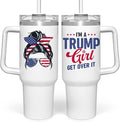 wowcugi Trump Girl Tumbler with Handle 40oz, Stainless Steel Insulated Tumblers Coffee Travel Mug, American Gifts for Women