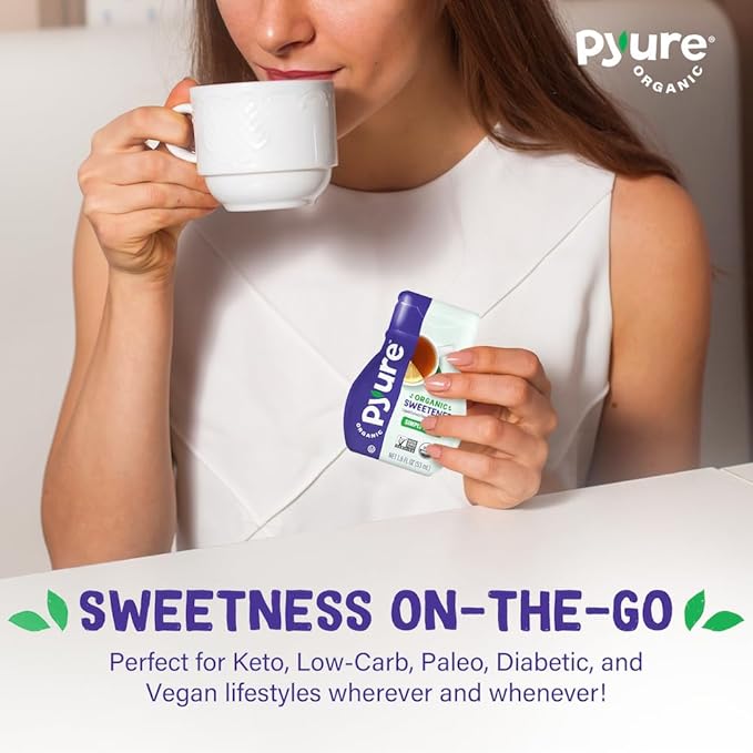 Pyure Organic Stevia Liquid Sweetener Keto Sugar Substitutes, Zero Calorie, Zero Sugar, Zero Carb, Plant-Based Sugar Free Liquid Stevia Extract, Simply Sweet, 1.8 oz (Pack of 4)