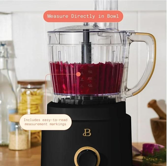 Beautiful 10‑Cup Food Processor ‑ 500 W, Variable Speed, Twist‑Lock, Dishwasher‑Safe Parts, Included Accessories (Black Sesame)