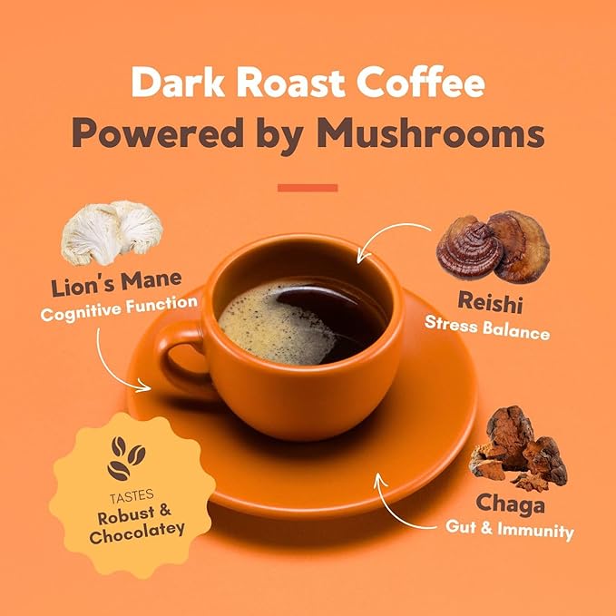 360 Nutrition Instant Mushroom Coffee with Reishi, Lion’s Mane, Chaga Superfood Mushrooms for Natural Energy, Focus and Immunity | Dark Roast, No Added Sugar 5 oz (Full Spectrum)