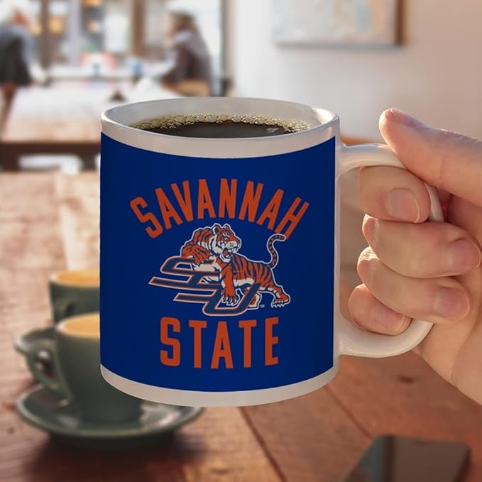 Savannah State University Tigers Logo Ceramic Coffee Mug, Novelty Gift Mugs for Coffee, Tea and Hot Drinks, 11oz, White