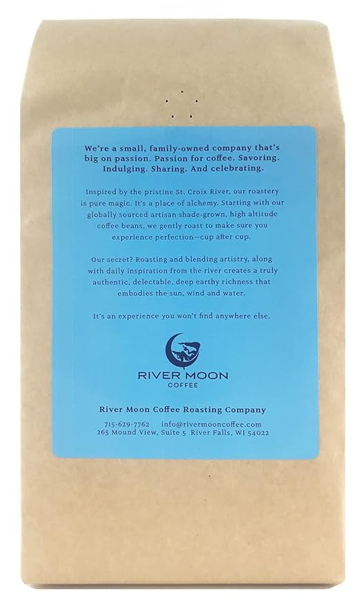 River Moon Coffee, Medium Roast Coffee Beans, 5 lbs, Non-GMO, Direct Trade, 100% Arabica, Gaia Blend