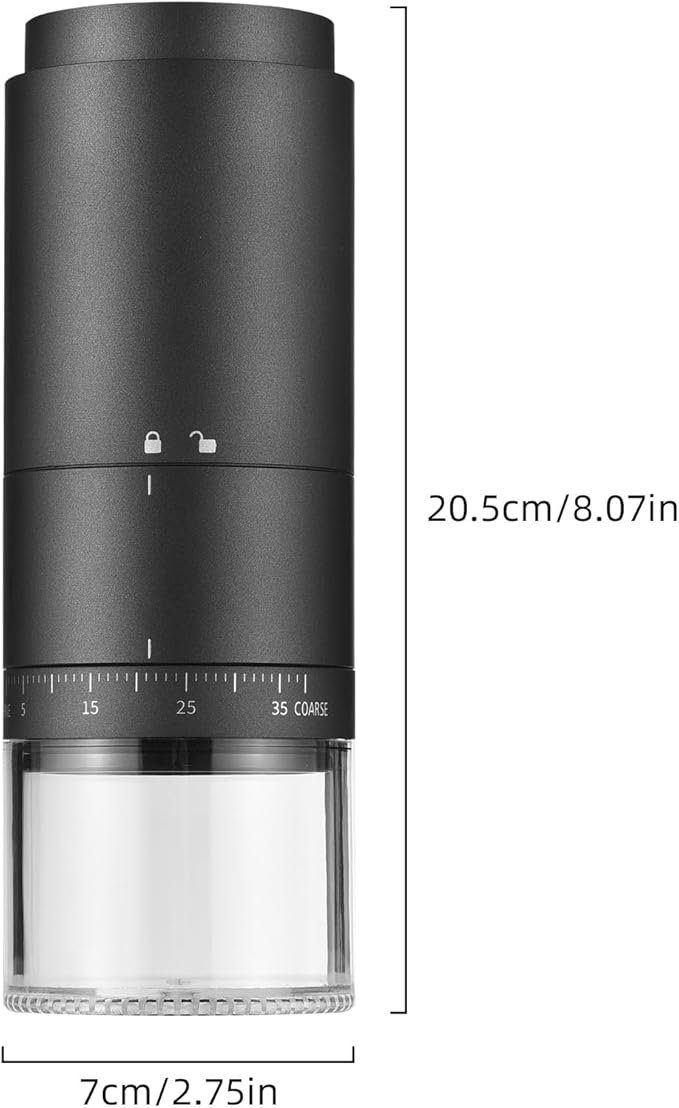 Irishom Coffee Bean Grinder with 38 Grinding Setting, Digital Power Display, 5-blades Ceramic Conical Burr, One Button Start and Auto Stop, Handheld Electric Espresso Grinding Machine