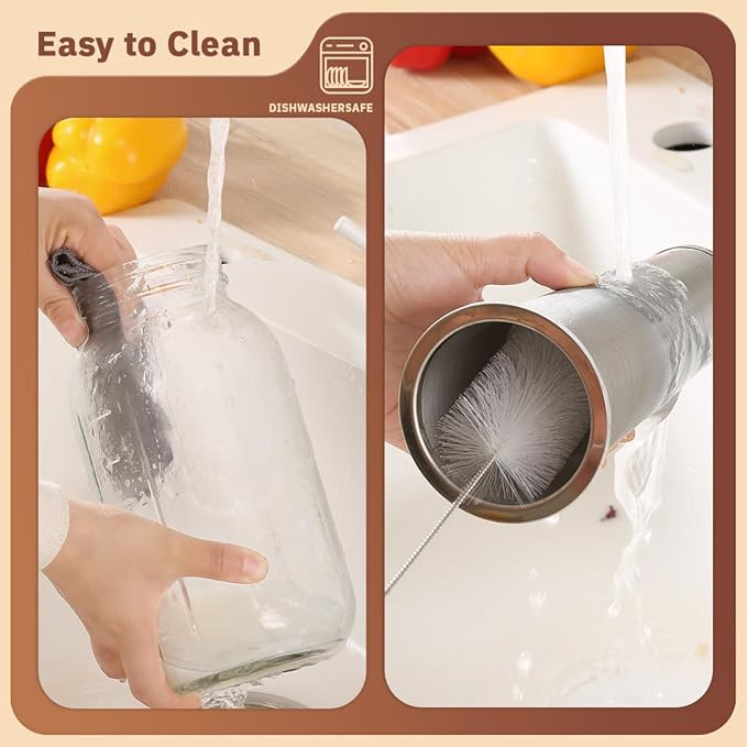 Glass Tea Pitcher with Airtight Lid Leak Proof Mason Jar with Stainless Steel Filter Glass Empty Jar for Water, Tea and Juice (Black)