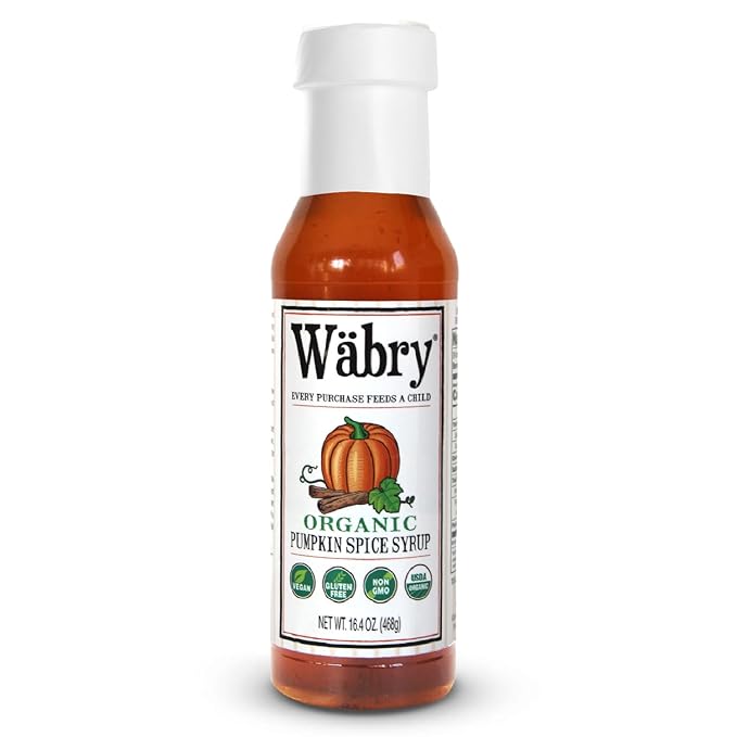 Wäbry Organic Pumpkin Spice Syrup – 16.4oz (468g), Natural Coffee Syrup, Perfect for Lattes, Matcha & Mocktails, Soda, Non-GMO, Dye-Free & Vegan Syrups – BPA-Free Plastic Bottle