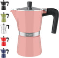 Mongdio Stovetop Espresso Maker Moka Pot, Stove Top Cuban Coffee Maker, Italian Greca Mocha Pot, 9 Espresso Cups, 15 oz - Pink