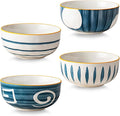 Yeacccng Cereal Bowls Set of 4, 27 Oz Ceramic Soup Bowls, 6 Inch Japanese Ramen Bowl, Decorative Serving Bowls for Kitchen Decor, Scratch-Resistant, Lead-Free, Dishwasher & Microwave Safe, Easy Clean