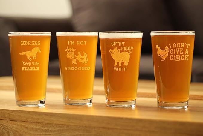 Not Amooosed - 16 oz Pint Glass for Beer - Funny Cow Gifts for Men & Women - Fun Cow Themed Decor
