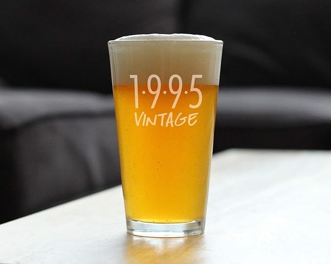Vintage 1995 Pint Glass for Beer - 30th Birthday Gifts for Men or Women Turning 30 - Fun Bday Party Decor - 16 oz