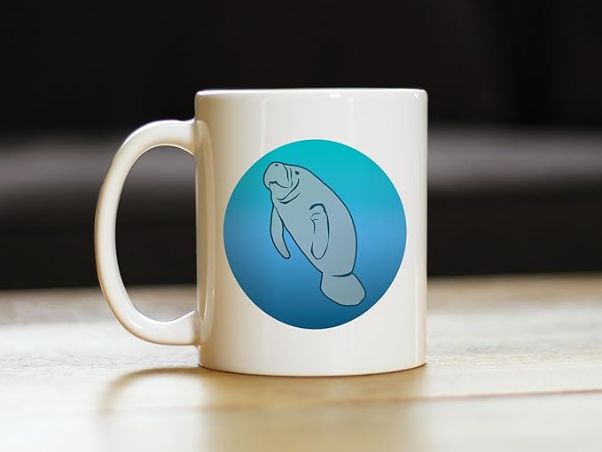 Bevvee Manatee Coffee Mug - Cute Ocean Animals Themed Decor and Gifts for Sea Creature Lovers - 11oz White Ceramic Mug